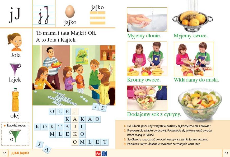 Zmieniona została jedna z najbardziej kontrowersyjnych stron - w poprzednim wydaniu dzieci rozmawiały o omlecie. W tym jest już tylko układanka z liter, a omlet jest jedynie jednym z wyrazów. Dzieci robią również sałatkę, ale nie ma już wskazanych owoców, z których należy ją przygotować. Wątpliwości budziło wymienienie świeżych moreli, których kupienie jesienią jest praktycznie niemożliwe.