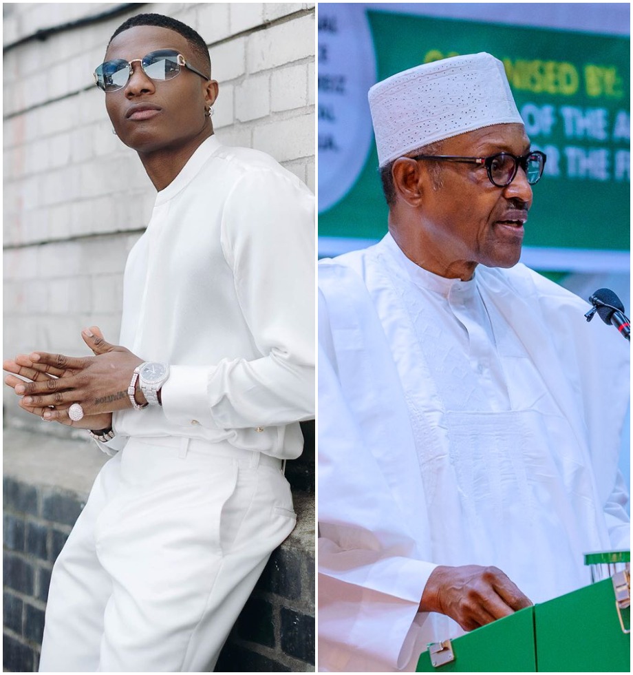 Wizkid and President Muhammahdu Buhari (Instagram/Wikzkdi and Twitter/President Buhari)