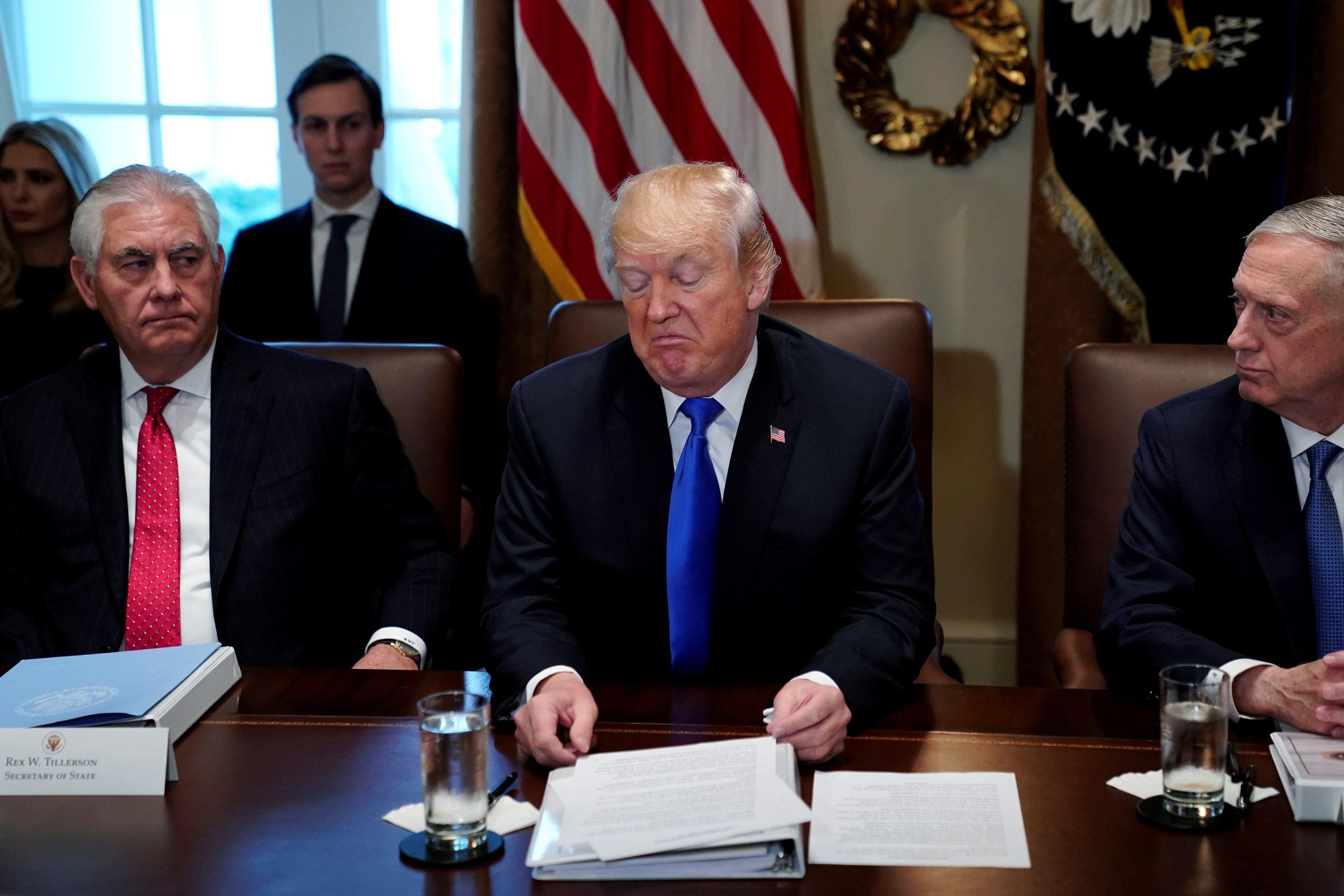 U.S. President Donald Trump holds a cabinet meeting at the White House in Washington