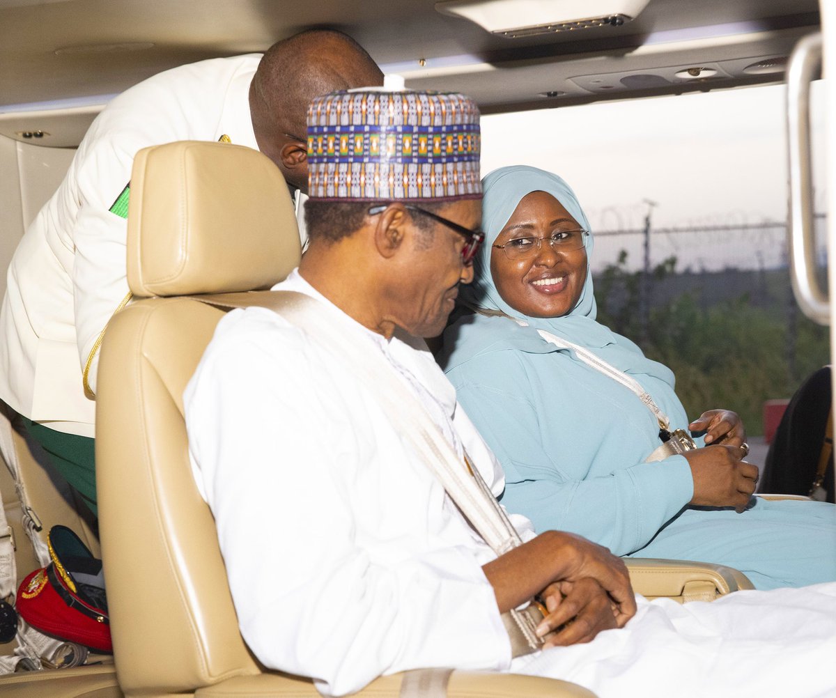 President Buhari and his wife Aisha returned to Abuja from Saudi Arabia (Twitter @NGRPresident)