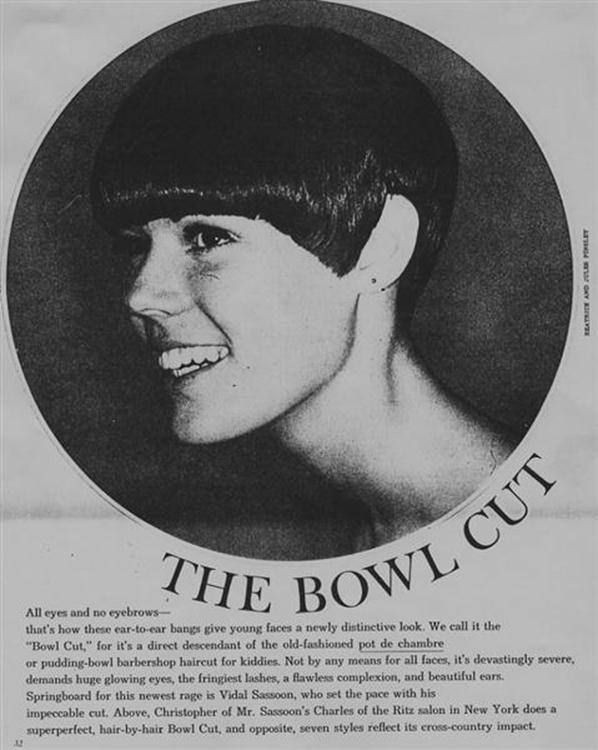 cięcie Bowl Cut w wydaniu Vidal Sasoona w latach 60.