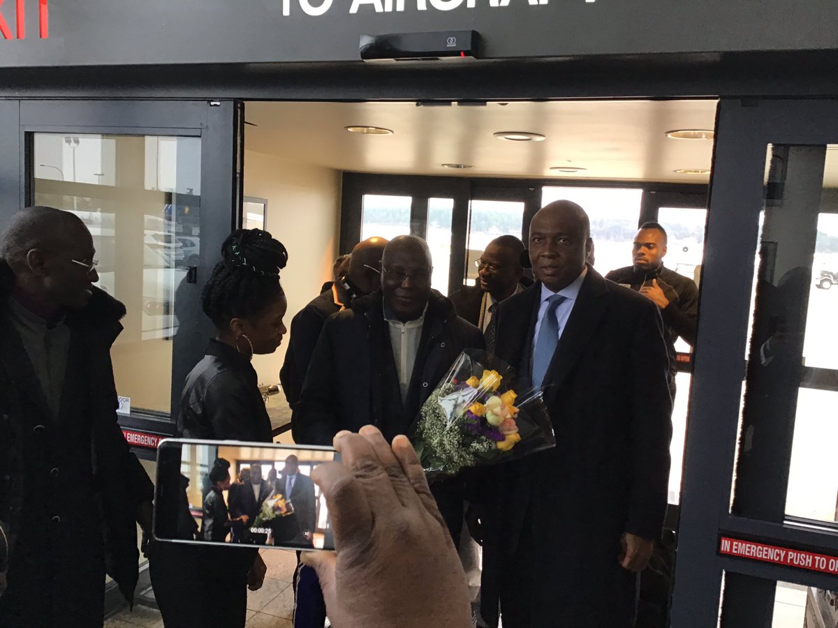 Atiku Abubakar is visiting the United States of America for the first time since reports about his travel restriction to the country being lifted came out in October 2018. [Twitter/osita_chidoka]