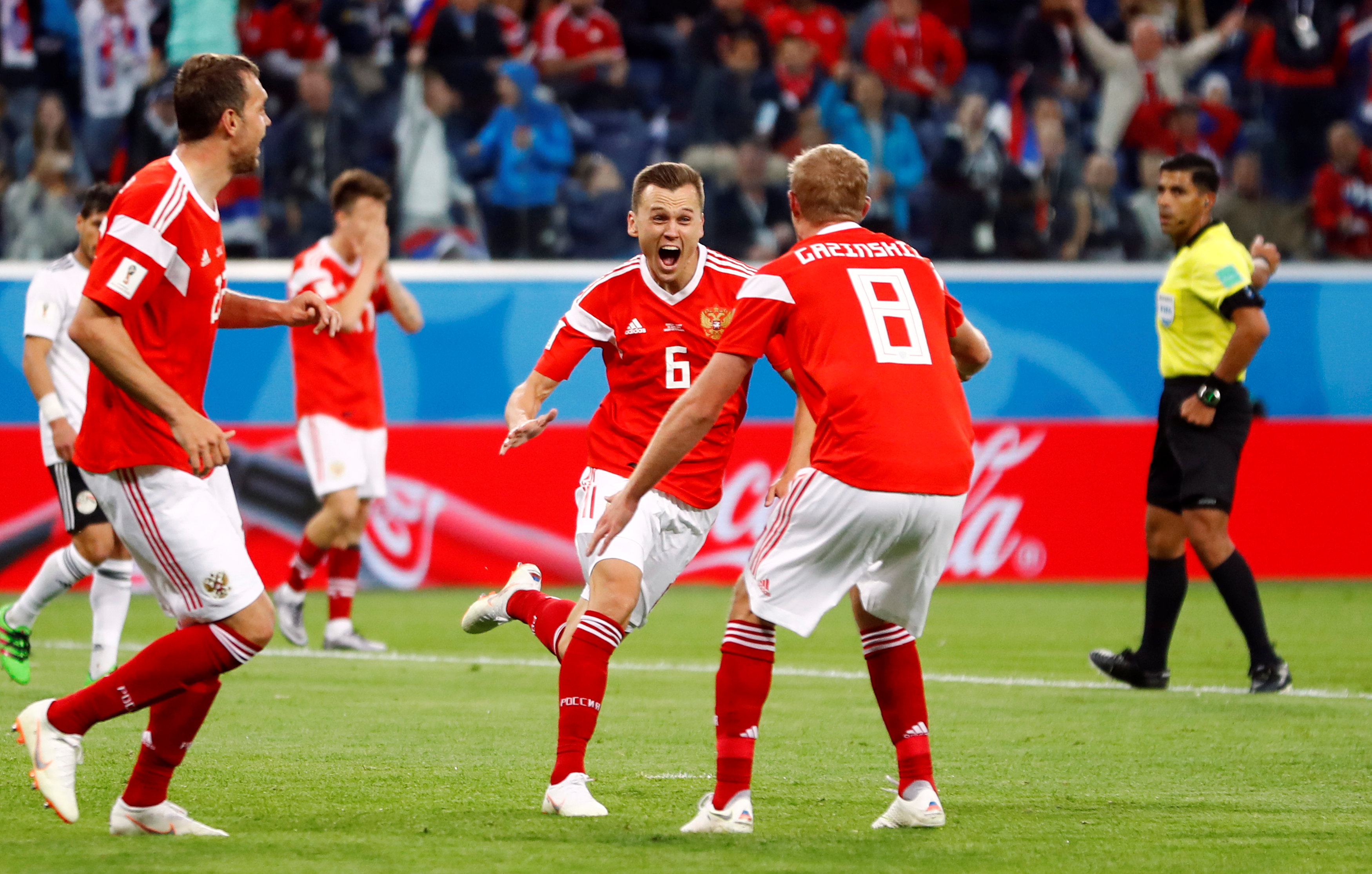 VIDEO: Rusko zdolalo aj Egypt a má na dosah osemfinále, Salahov gól z  penalty nestačil