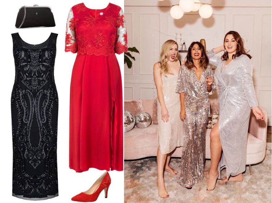 STYLIZACJE na sylwestra: czerwona sukienka - Karko/ www.karko.pl, czarna sukienka - Modern Line/ modernline.pl, buty - Caprice/caprice.pl, torebka - Menbur/menbur.pl