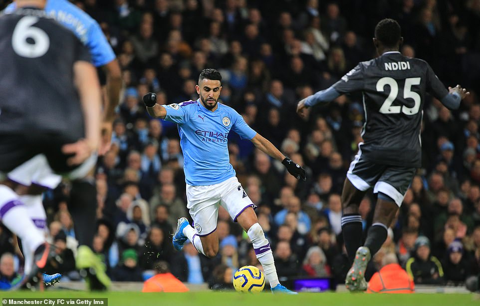 Wilfred Ndidi wasn't fast enough to close down Mahrez before Manchester City's equaliser(Manchester City via Getty Images)