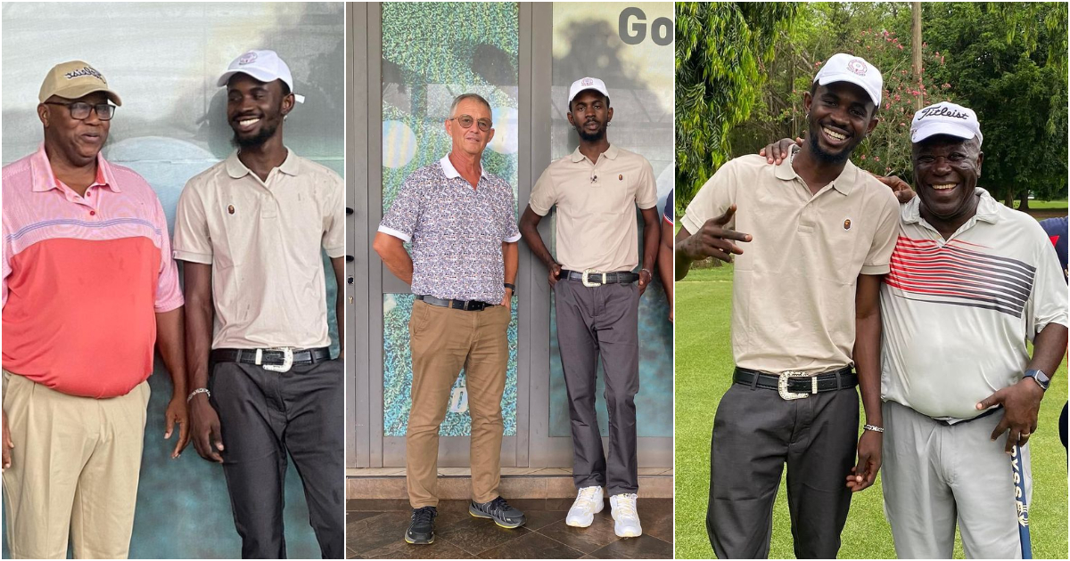 Black Sherif plays golf with Sam Jonah, former IGP, other business men