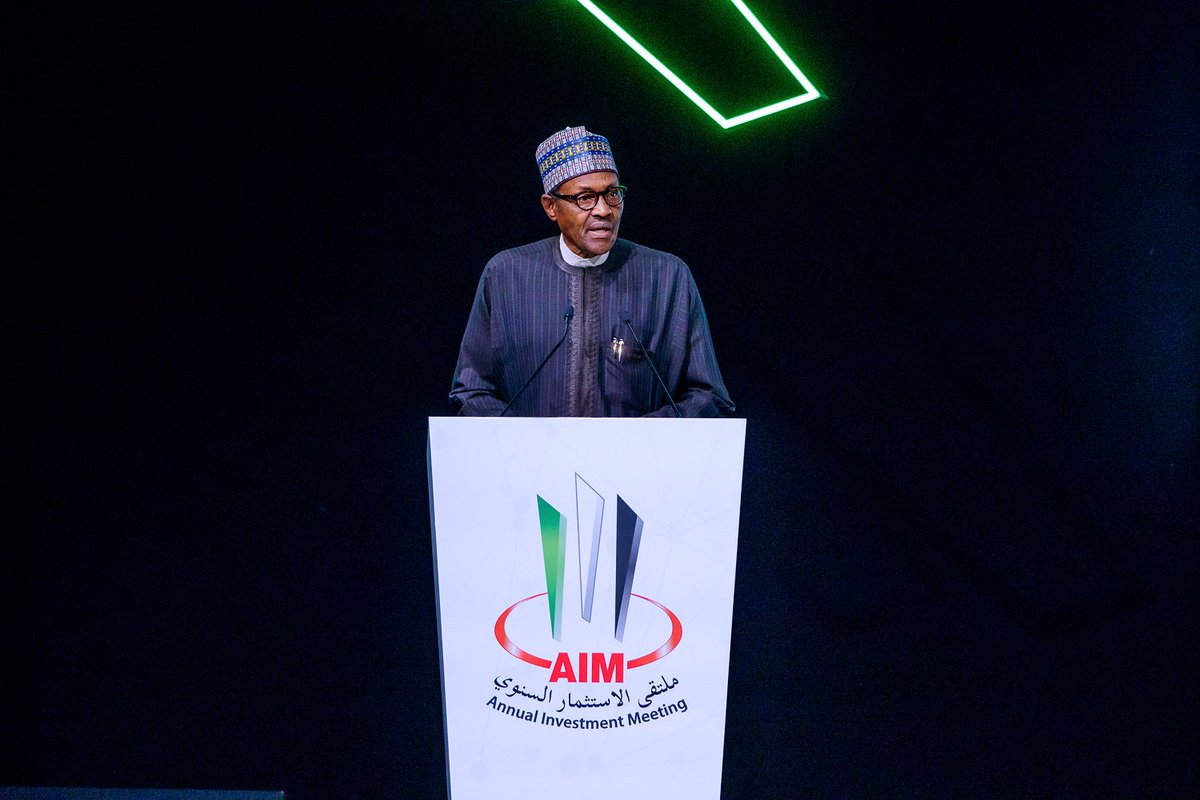 President Buhari delivered the Keynote Address at the Annual Investment Meeting AIM2019 in Dubai