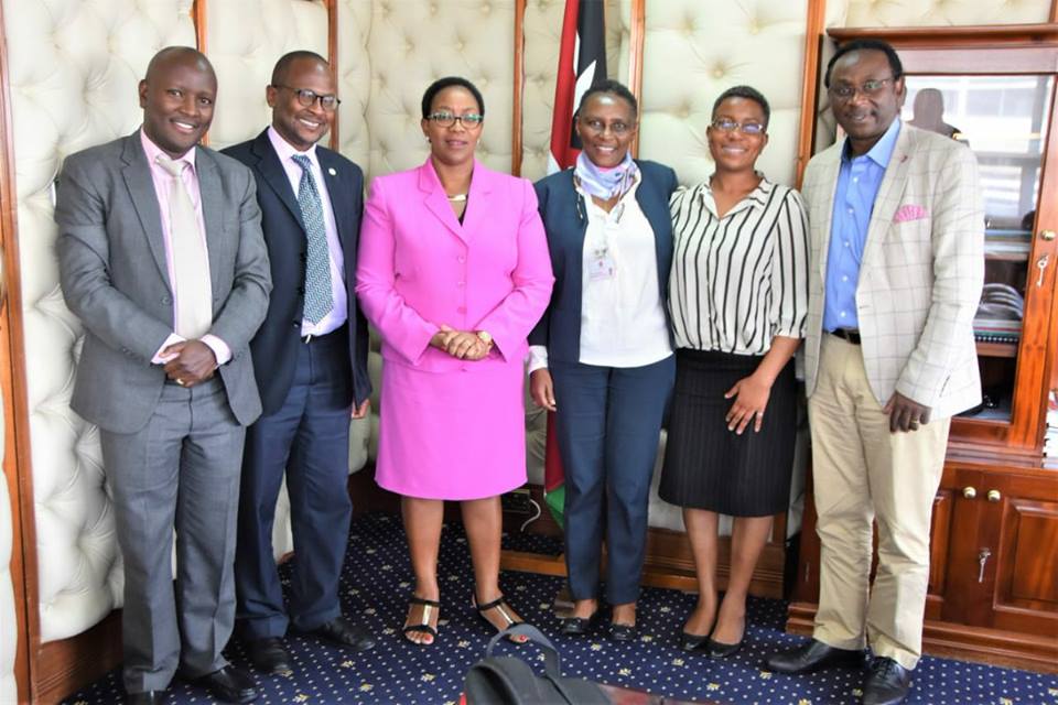 Dr Eva Njenga (3rd from right) with Health Cabinet Secretary (3rd from left) Sicily Kariuki