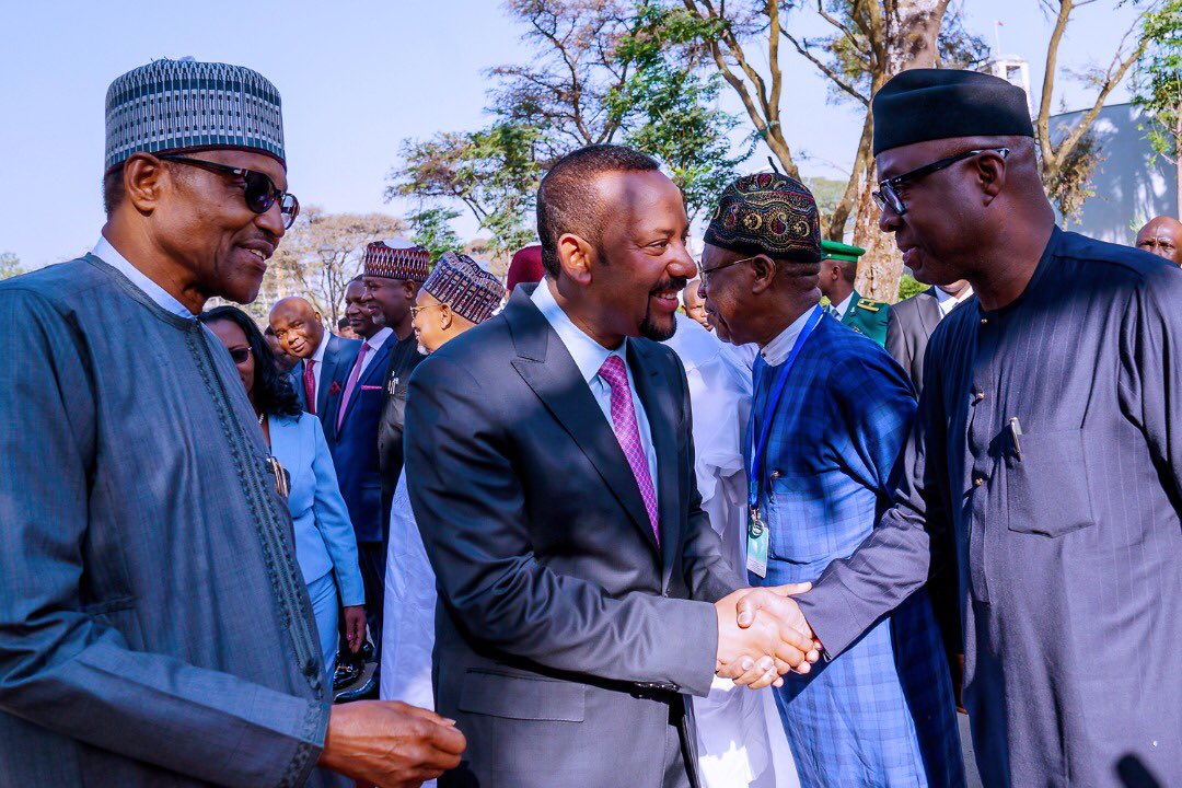 President Muhammadu Buhari and Ethiopian Prime Minister, Abiy Ahmed. [Twitter/GovNigeria]