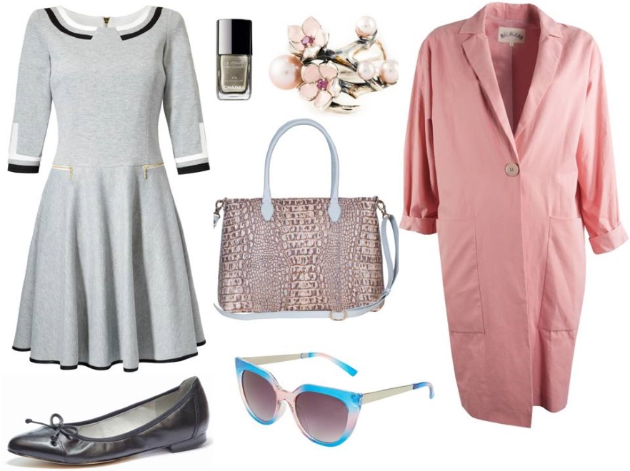 Torebka - Boca/boca.pl, buty - Caprice/caprice.pl, płaszcz- Rabarbar/rabarbar.co, sukienka - Midori/midori.pl, okulary- TopShop/top shop.pl
