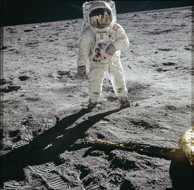 Buzz Aldrin na powierzchni Księżyca, Morze Spokoju, 20.07.1969. Fot. Neil Armstrong/ NASA