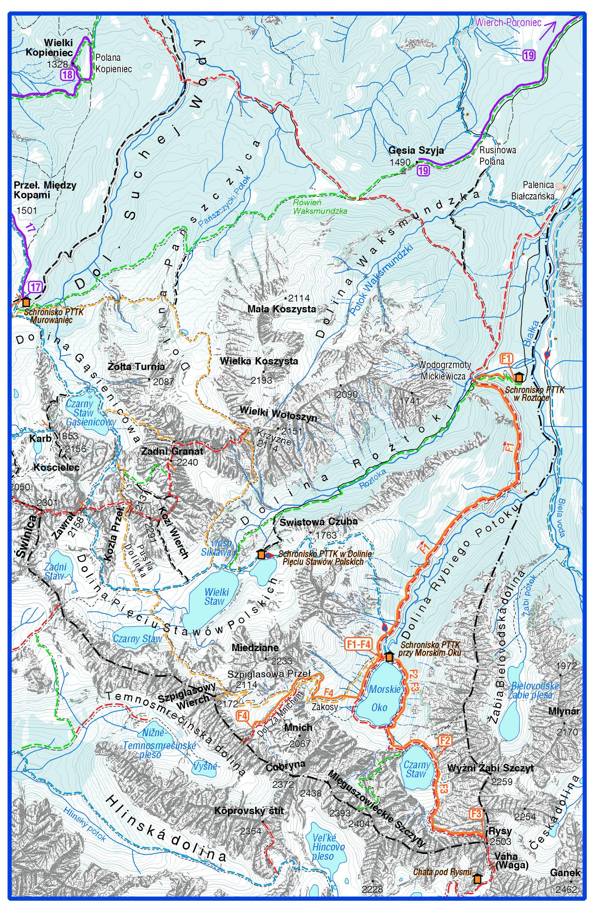 mapa trasy narciarskiej - Morskie Oko / Fot.