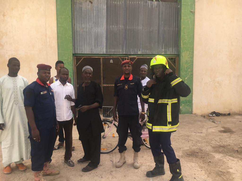 The scene from the fire that destroys relief materials meant for IDPs in Maiduguri (NAN)