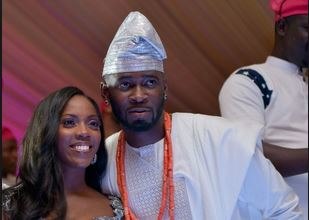 Tiwa Savage and her former husband, Teebillz during their wedding in 2013