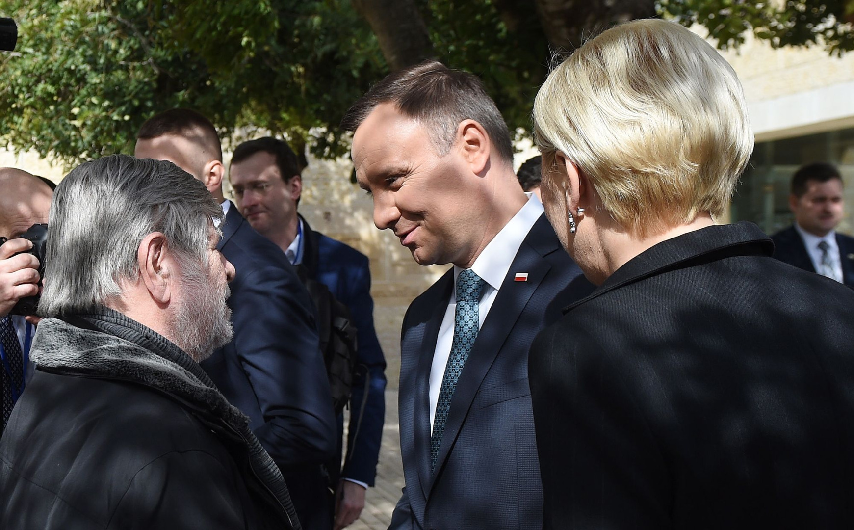 Andrzej Duda, pierwsza dama Agata Kornhauser-Duda i Szewach Weiss