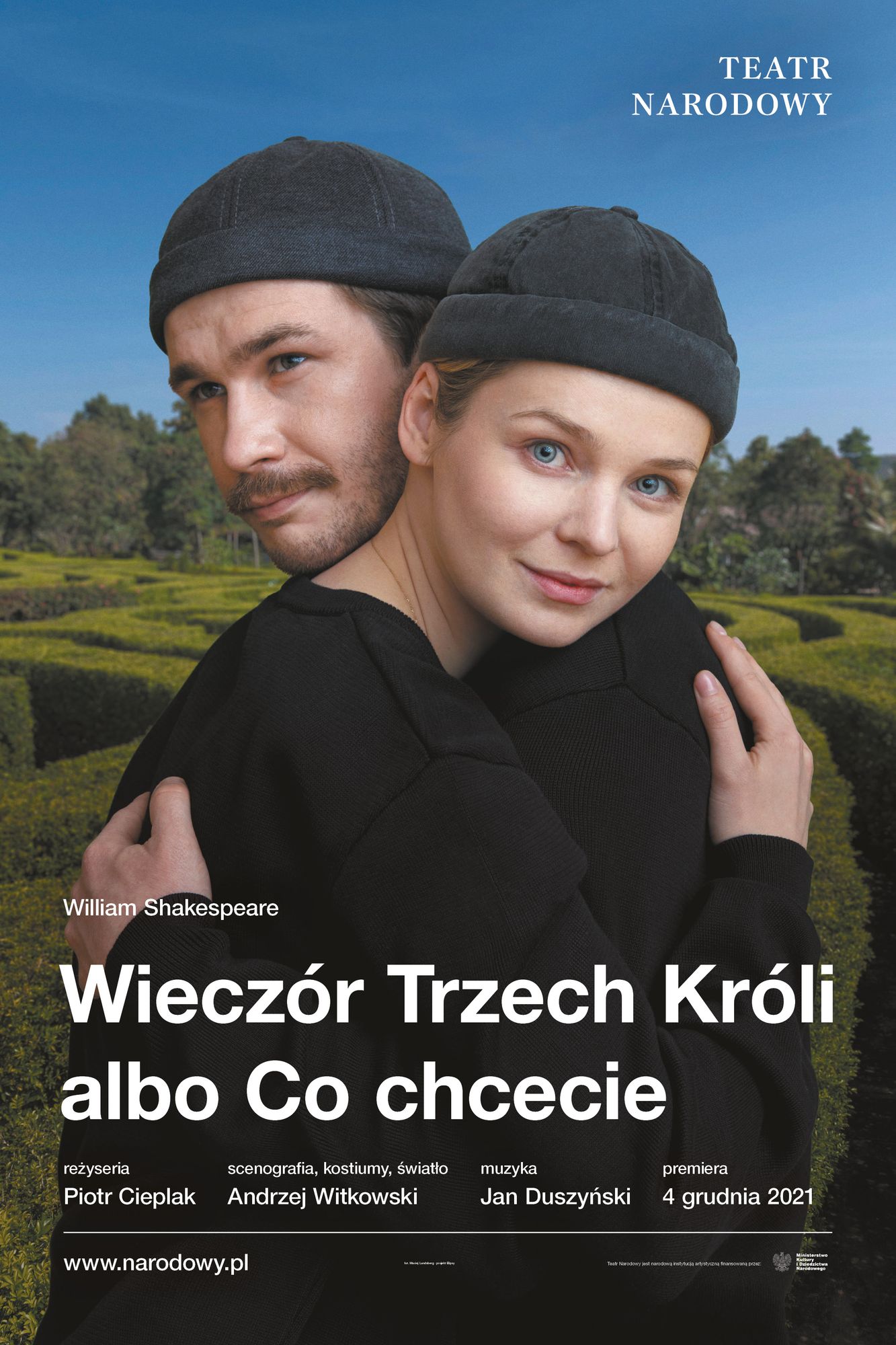 WIECZÓR TRZECH KRÓLI,  plakat,– fot. Maciej Landsberg, projekt: Elipsy; Archiwum Artystyczne Teatru Narodowego