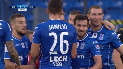 Lech - Zagłębie S. (4:0): Co za gol! Gajos podszedł do rzutu wolnego i huknął w "same widły"!