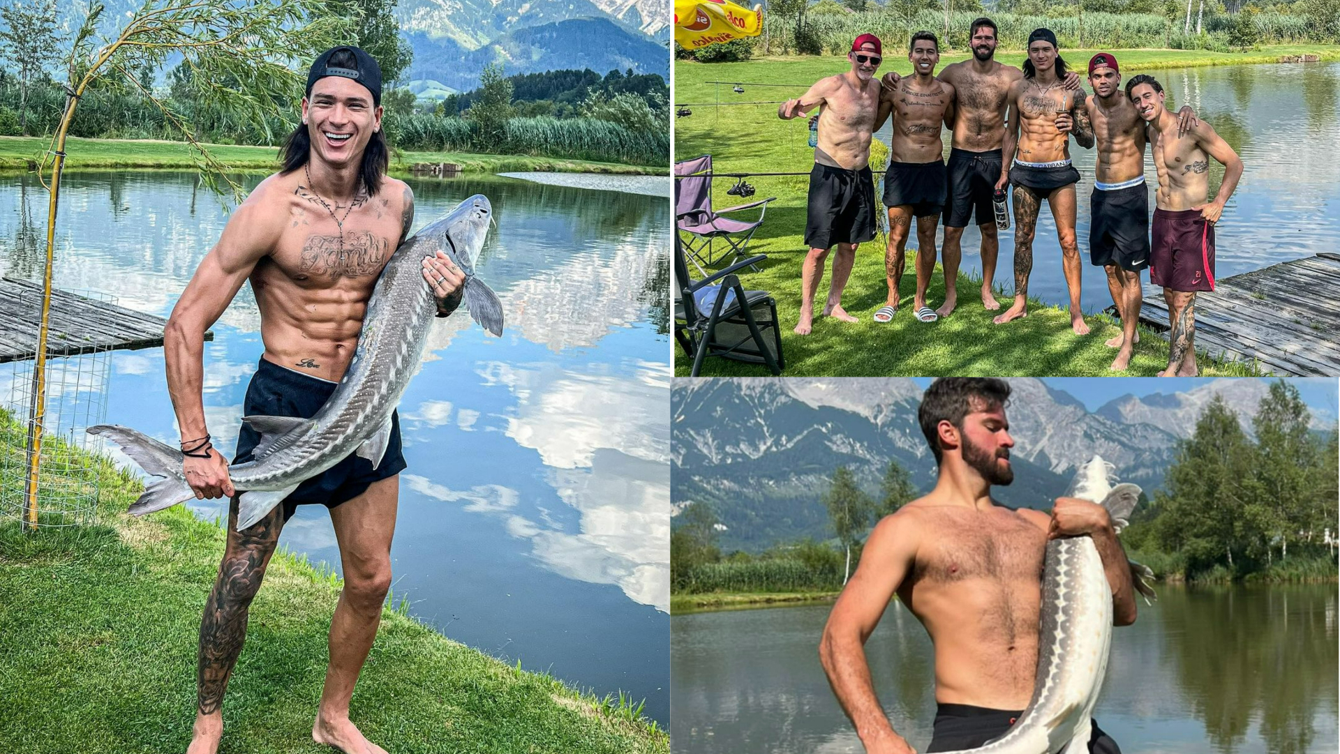 Liverpool stars Nunez, Becker and Diaz go fishing in Austria