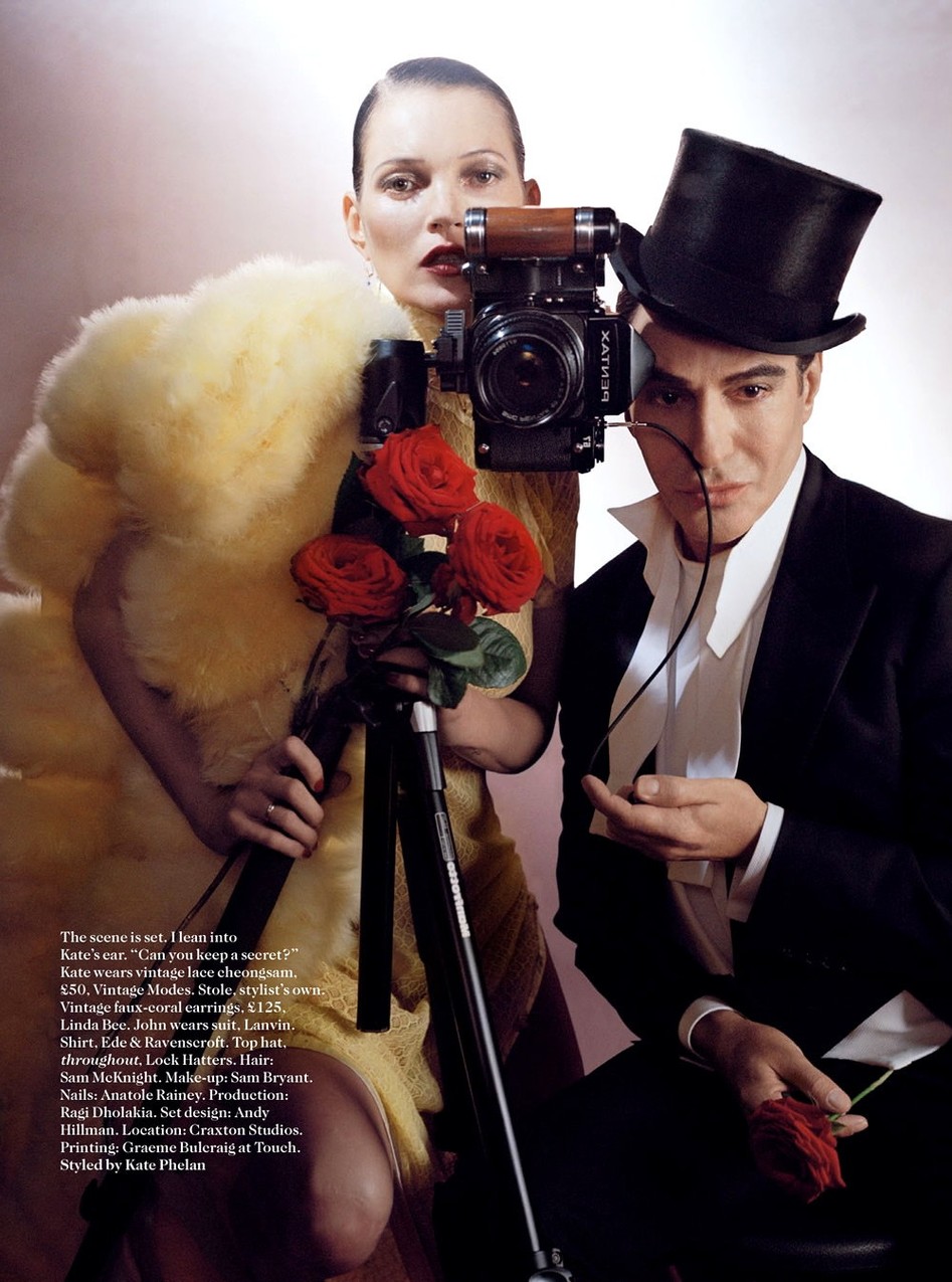 John Galliano i Kate Moss w sesji Tima Walkera / Vogue UK
