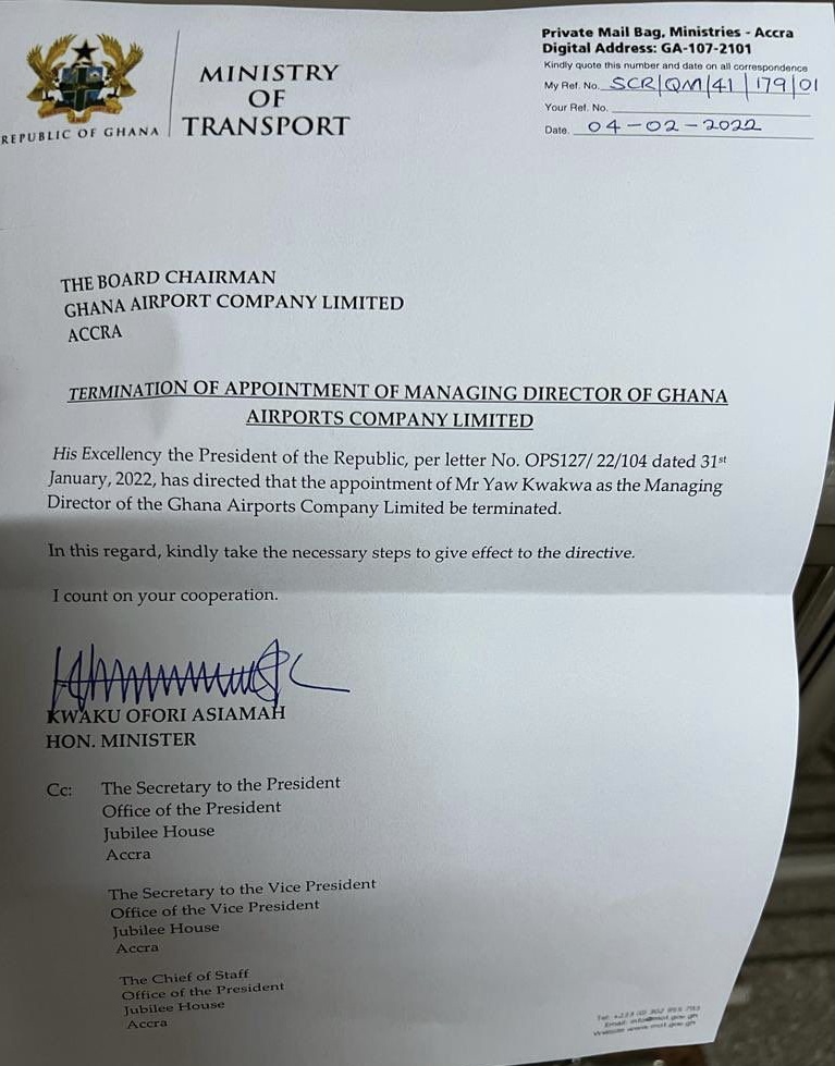 Yaw Kwakwa: Nana Addo sacks Ghana Airport MD