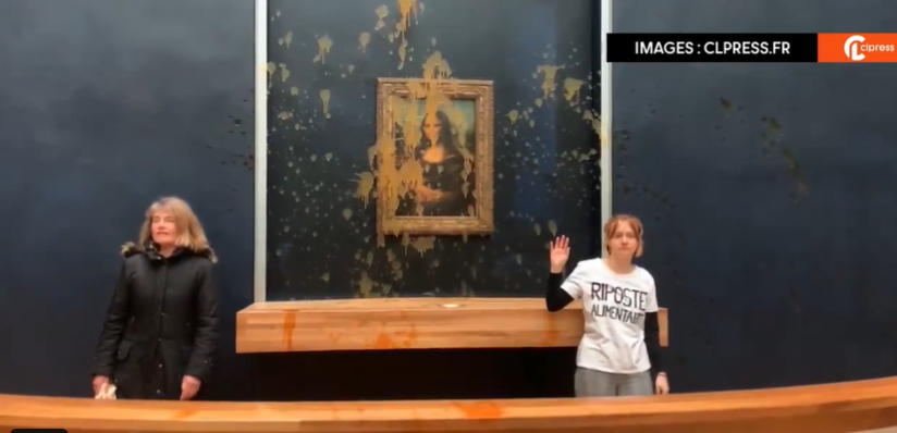 Hogy történhet ilyen? Levessel locsolták le dühös aktivisták a Mona Lisát: videó