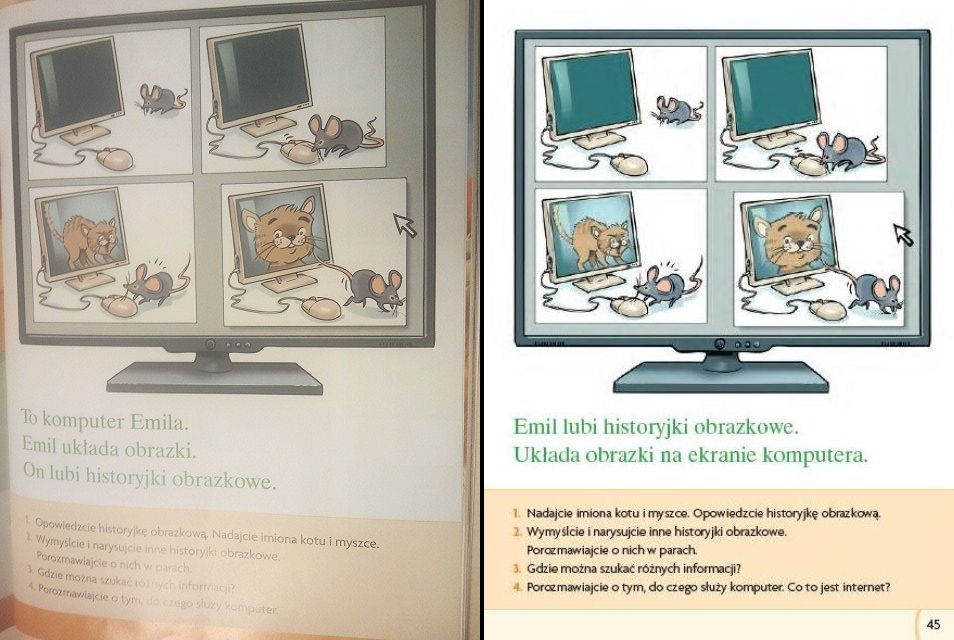 W nowej wersji Emil nie ma już komputera, choć wciąż układa on na nim obrazki.