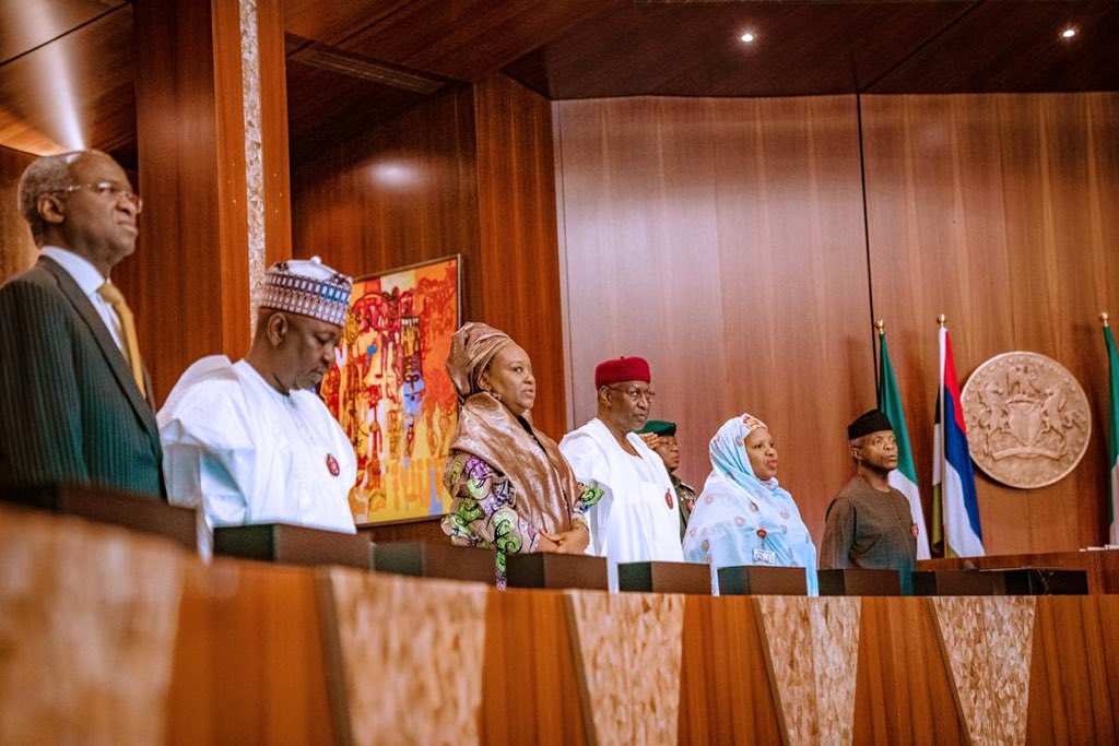 Vice President Yemi Osinbajo presiding over the Federal Executive Council meeting today, Wednesday, October 23, 2019 [Twitter/@NGRPresident]