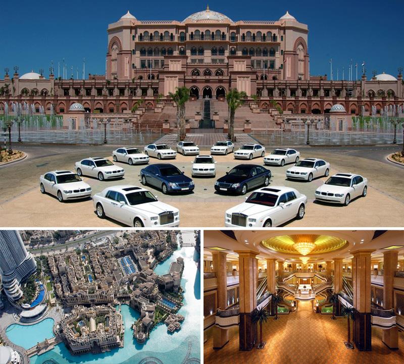 2. Emirate Palace. 7-gwiazdkowy hotel (nieoficjalnie, bo skala wynosi 1 – 5 gwiazdek) w Abu-Dabi w Zjednoczonych Emiratach Arabskich należy do władz państwa, a zarządzany jest przez sieć hotelową Kempinski (grupę założoną na początku XX w. przez wrocławia