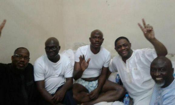 From left: Former FCT Minister, Senator Bala Mohammed, former spokesman to ex-President Goodluck Jonathan, Reuben Abati;  former Minister of State for Defense, Senator Musiliu Obanikoro, former minister and spokesperson to Goodluck Jonathan Presidential Campaign, Femi Fani-Kayode and Bashir Ushaq Bashir while they were in EFCC detention in November 2016