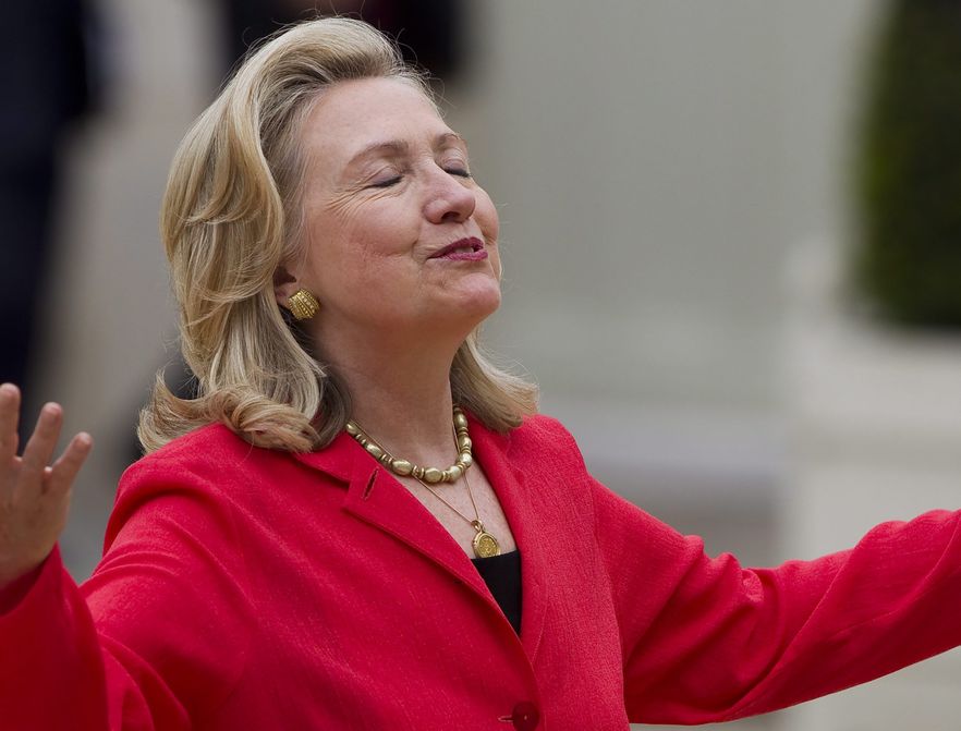 Amerykańska sekretarz stanu Hillary Clinton przybyła do Francji na konferencję poświęconą sytuacji w Libii, wrzesień 2011