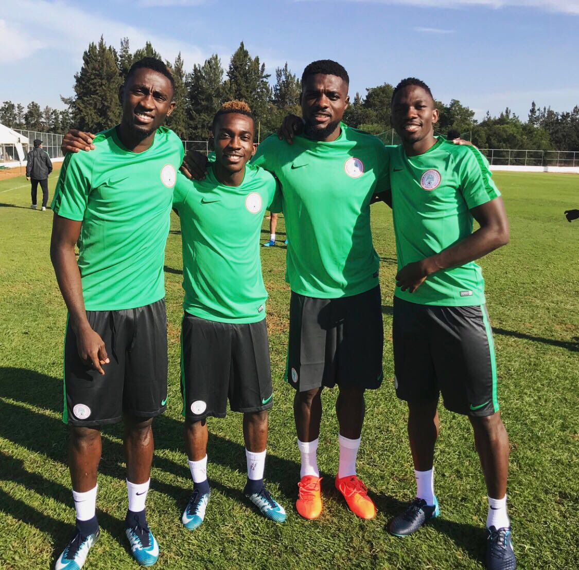 John Ogu (second from right) says Ndidi (far left) loves to joke with everyone