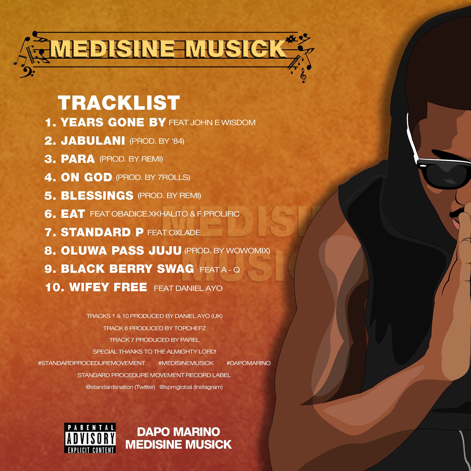 Oxlade, AQ, Obadice and more feature on Dapo Marino's new album, 'Medisine Musick.' (Standard Procedure Movement)