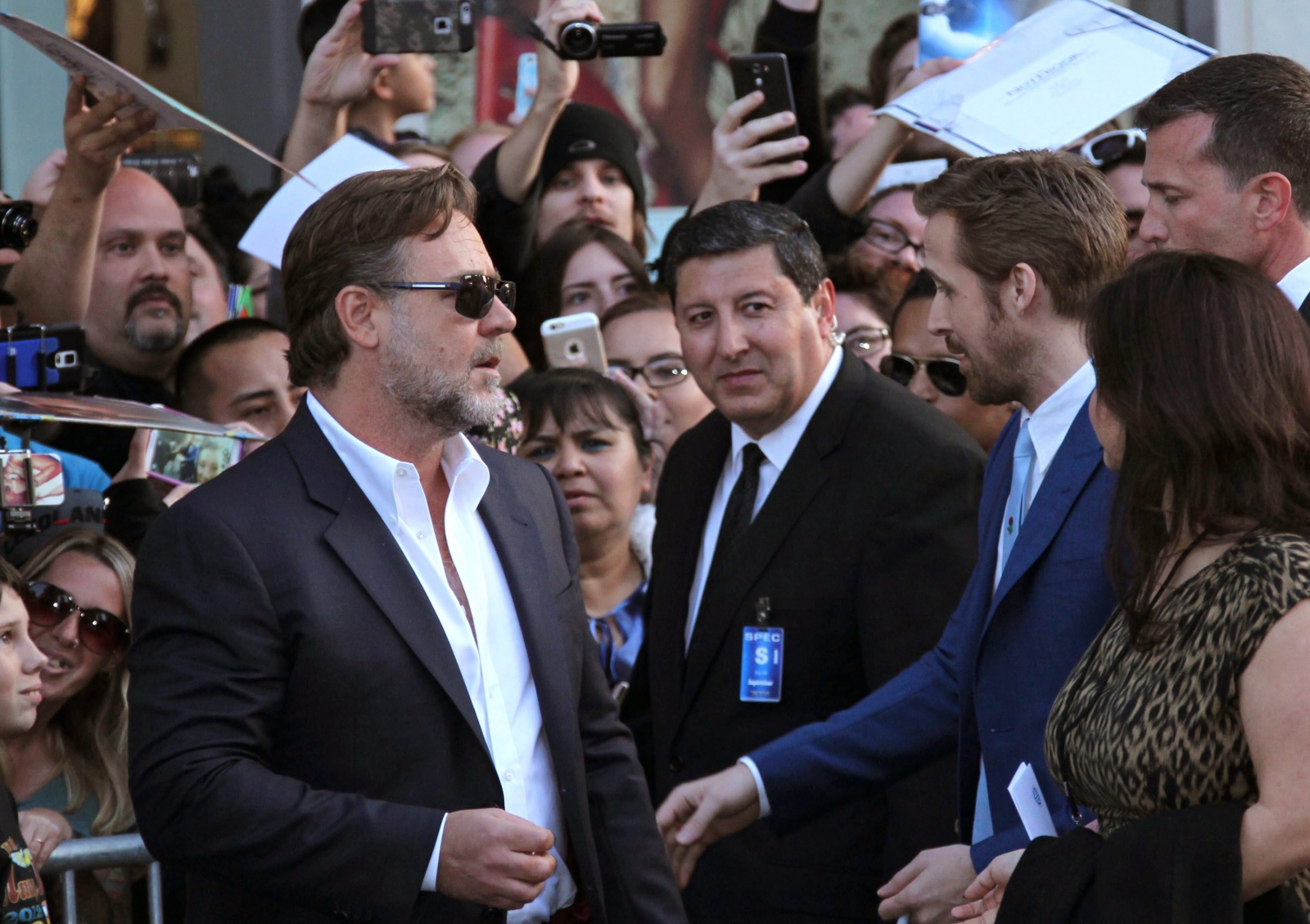 Ryan Gosling i Russell Crowe na premierze filmu