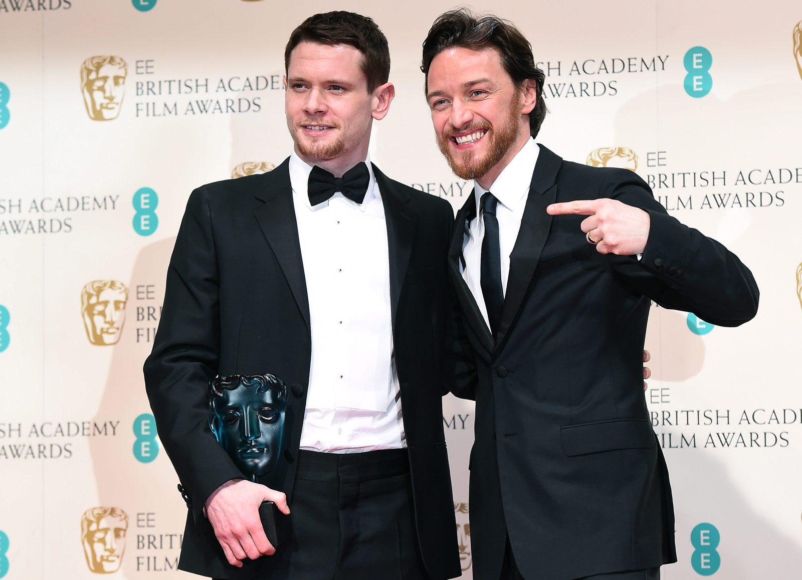 Zdobywca nagrody dla gwazdy jutra EE Rising Star – Jack O'Connell i James McAvoy na gali BAFTA 2015