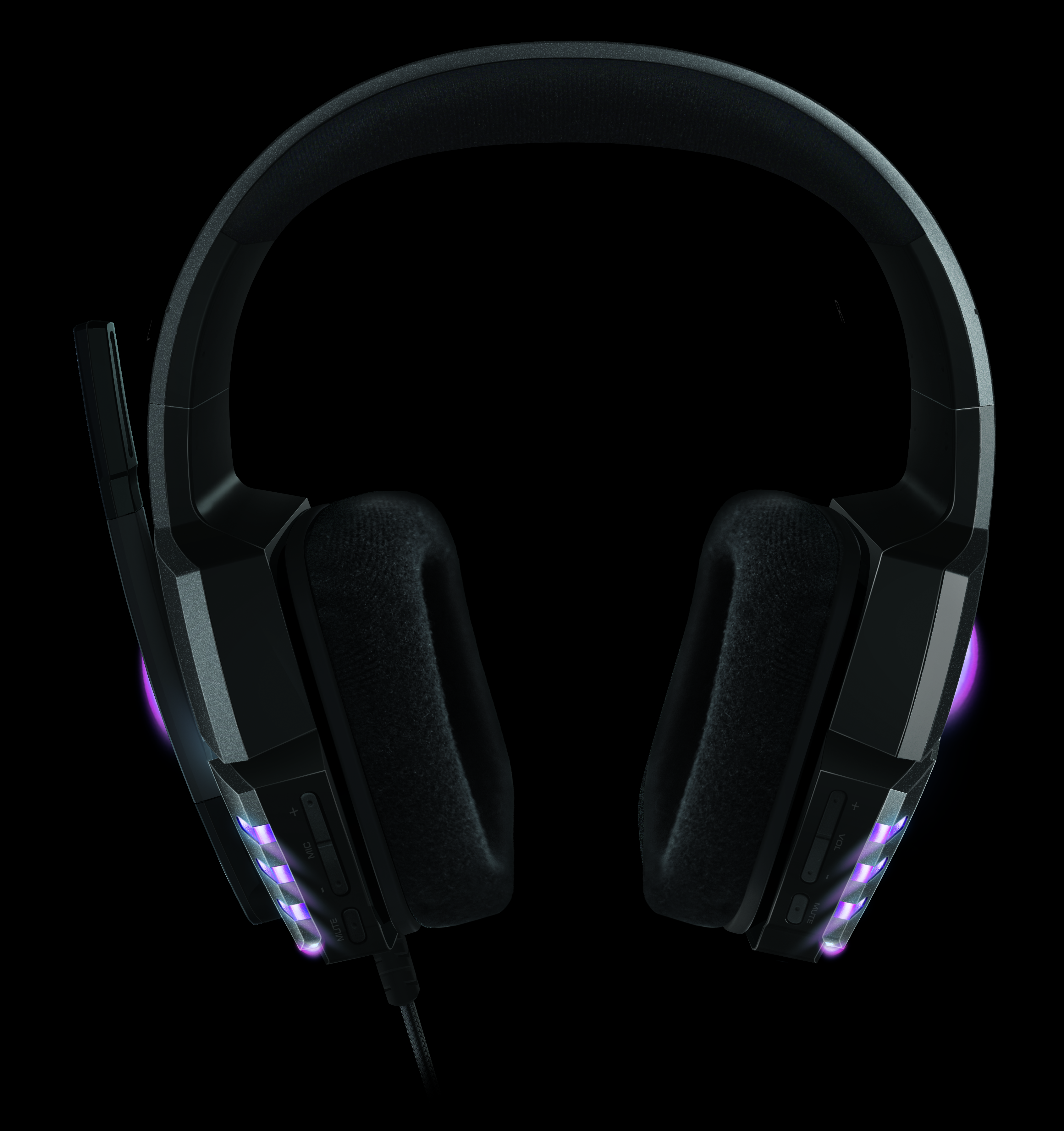 Podświetlany headset z odłączanym mikrofonem i 50-milimetrowymi głośnikami