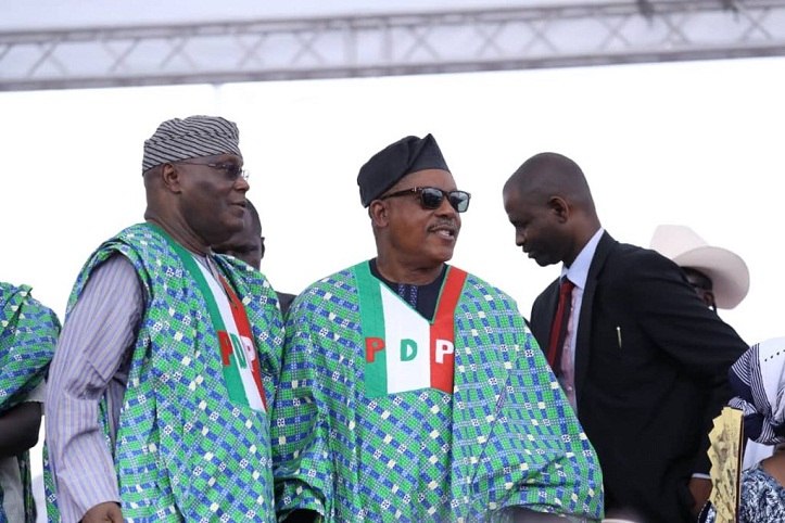 PDP presidential candidate, Atiku Abubakar, with the party's national chairman, Uche Secondus