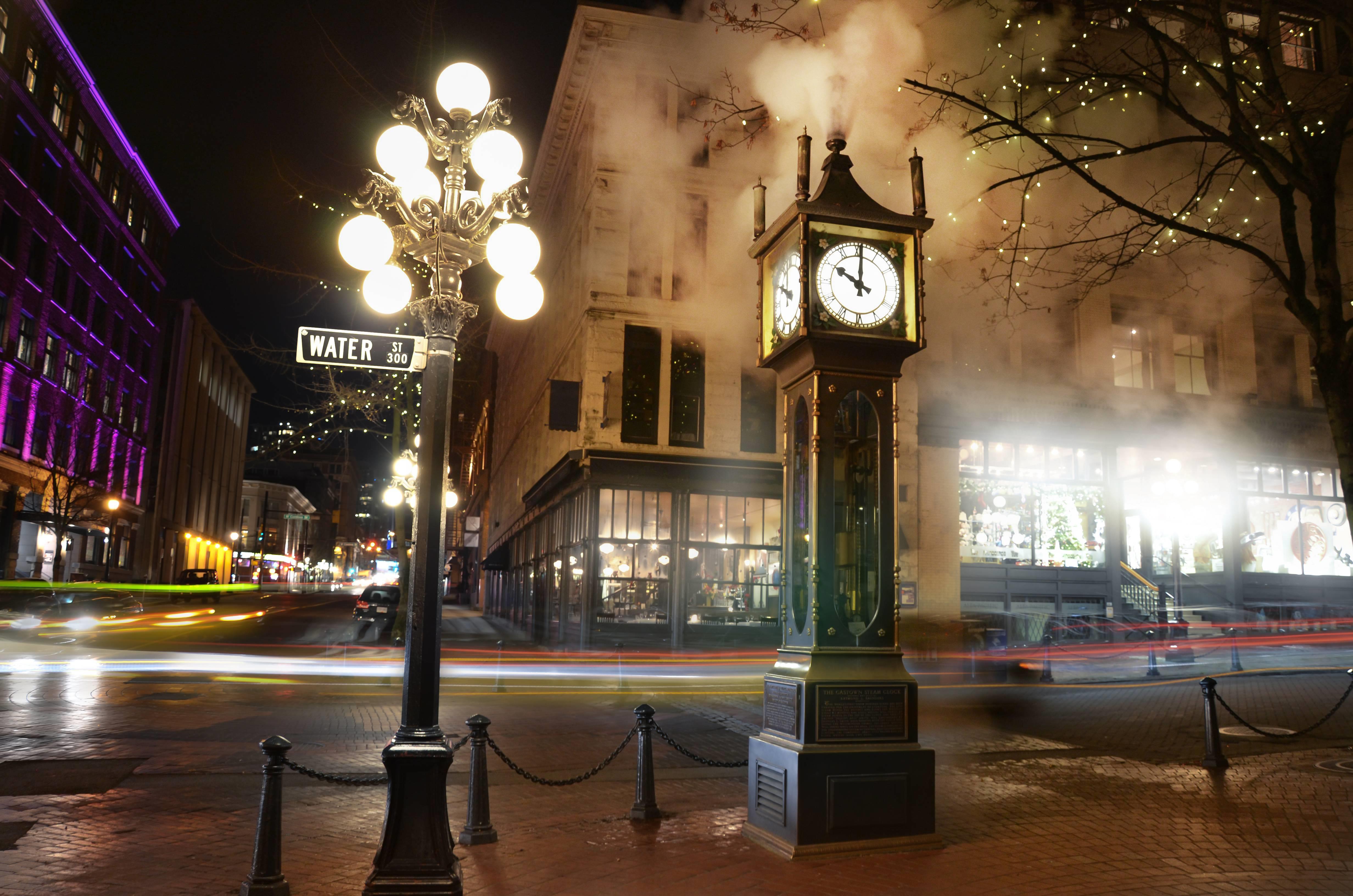 Vancouver steam clock in Gastown Sepia