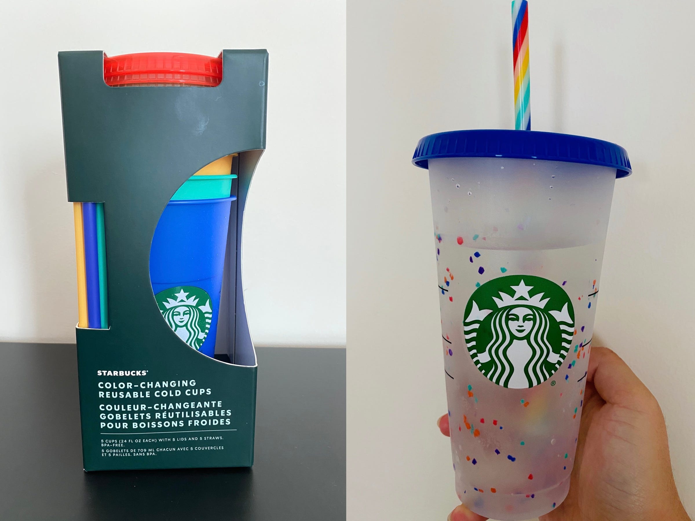 5 24FL OZ Official Starbucks Colour Changing Reusable Cold Cups NEW  