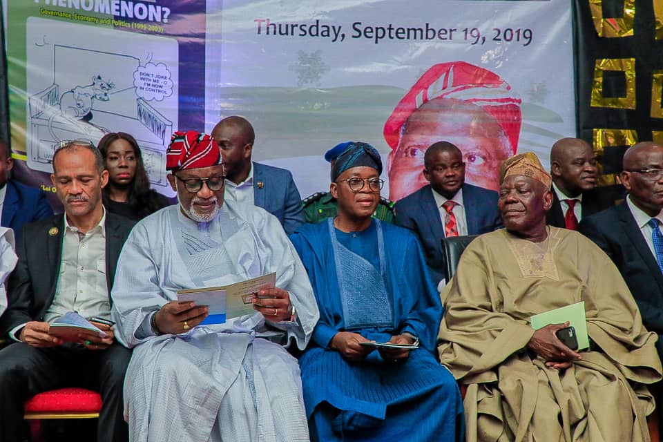 Gov. Rotimi Akeredolu of Ondo State, Osun state Governor, Gboyega Oyetola  at  the presentation of the book: 