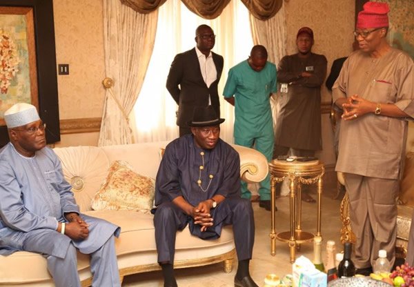 Atiku Abubakar (L) Former President Jonathan (M) and Otunba Gbenga-Daniel (R)