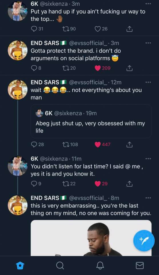 Screenshots of the unfriendly conversation between Eva and Kenza [LIB]