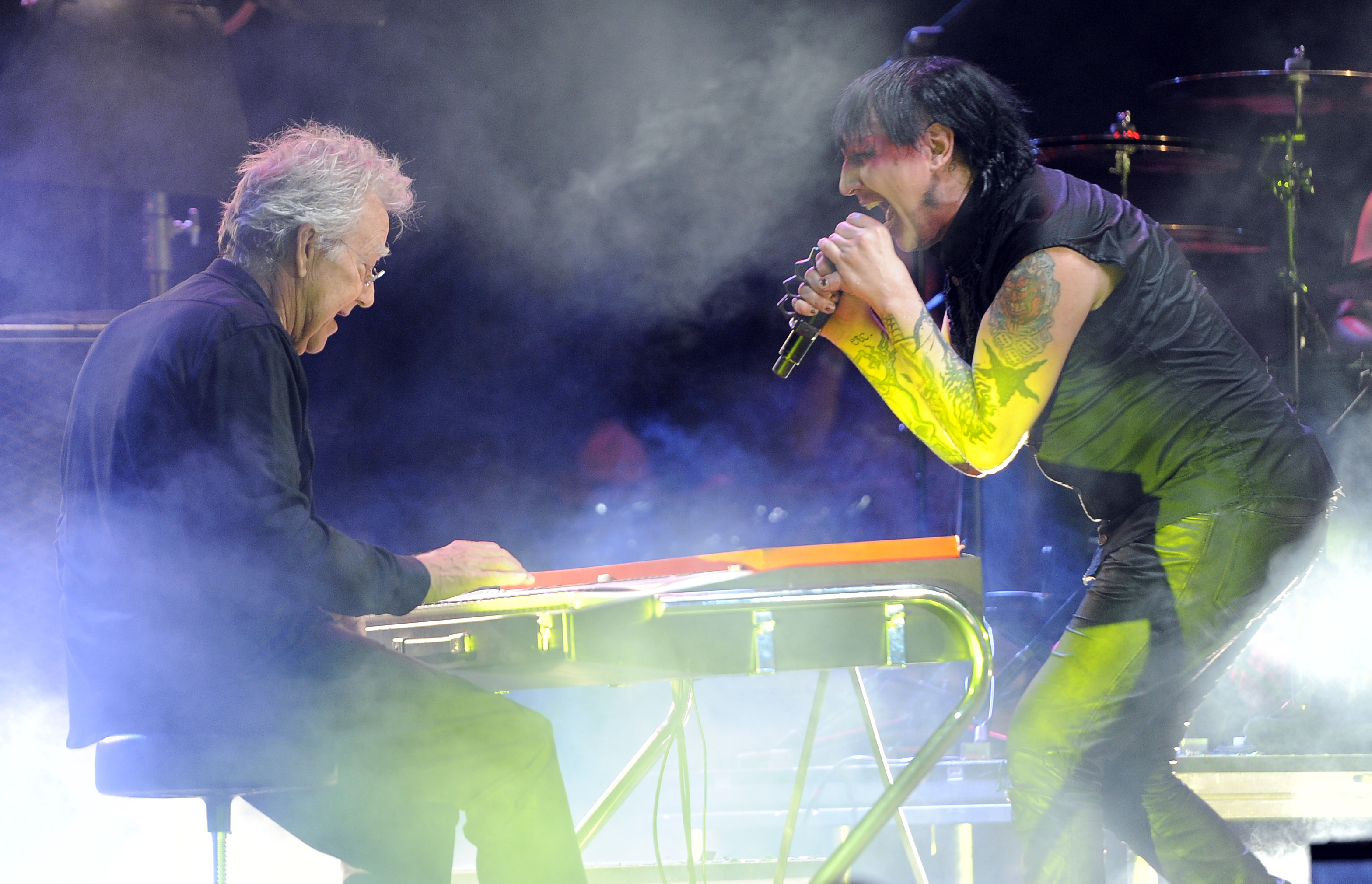 Ray Manzarek i Marily Manson podczas koncertu na Sunset Strip Music Festival 2012