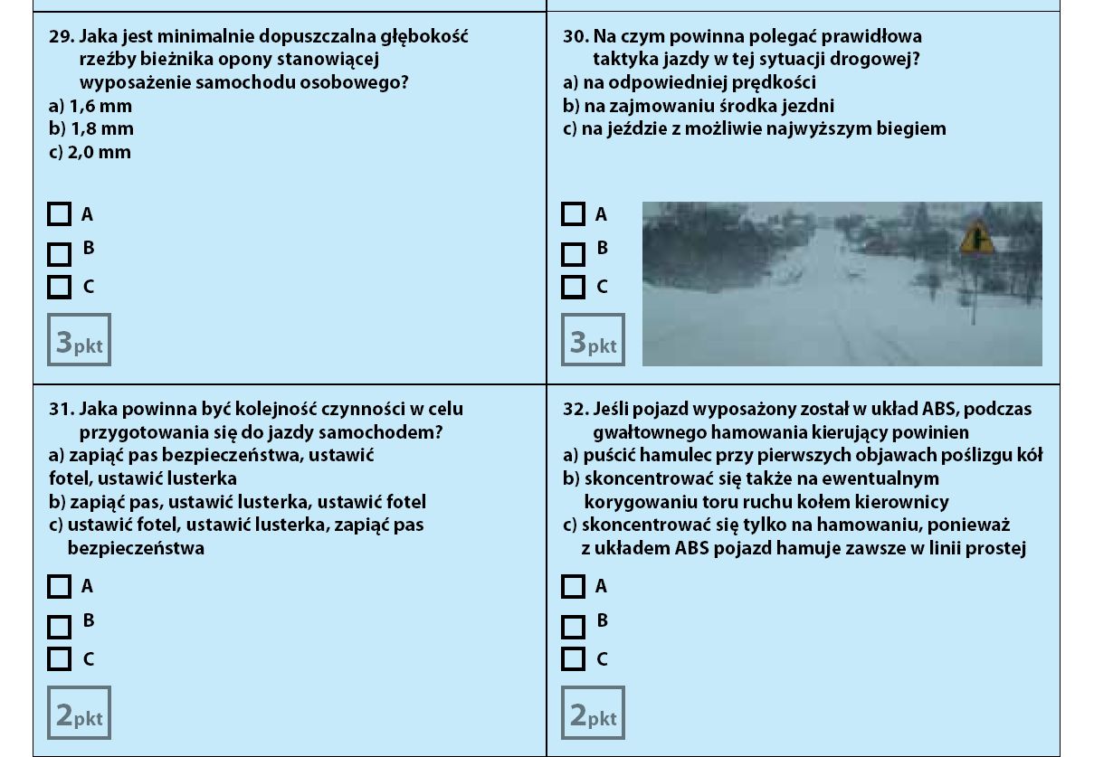 Przykładowy zestaw pytań - część specjalistyczna