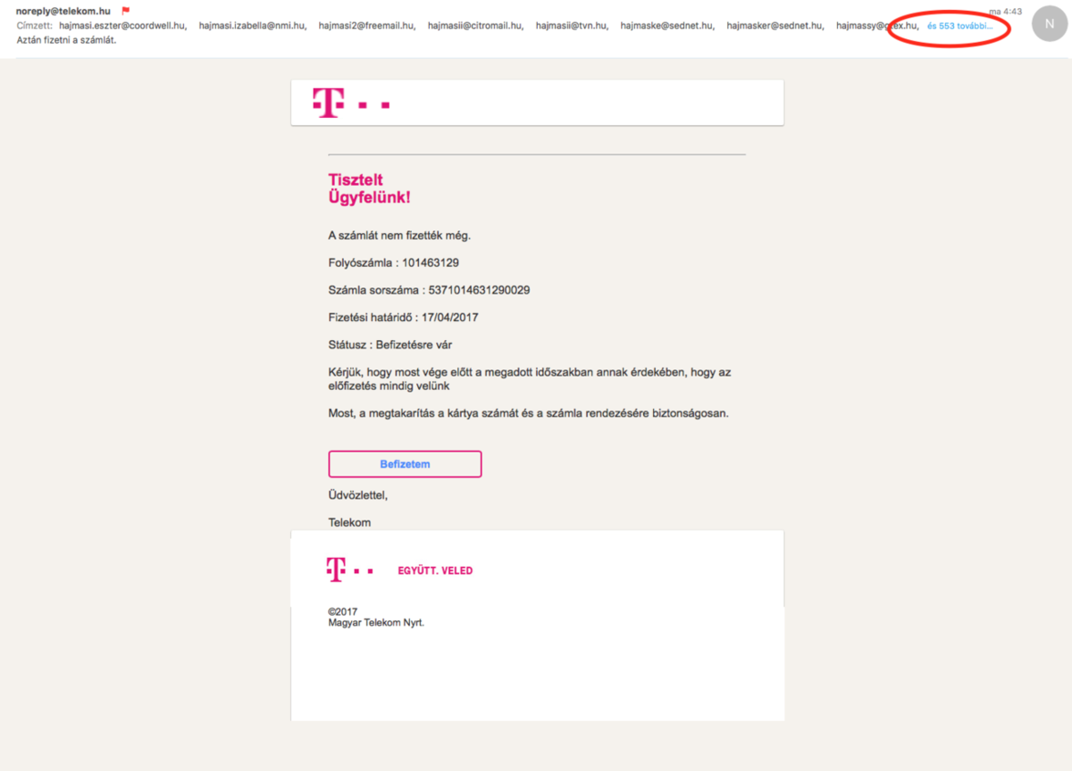 Adathalász e-maillel próbálnak lopni a Telekom nevében - Blikk