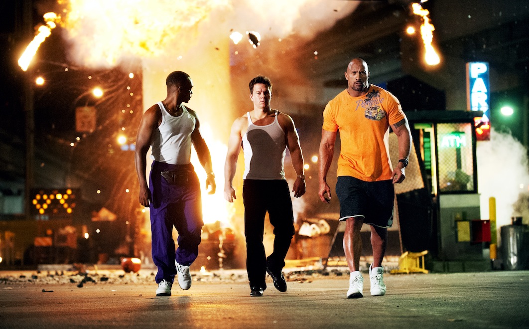 Mark Wahlberg, Dwayne Johnson i Anthony Mackie w filmie
