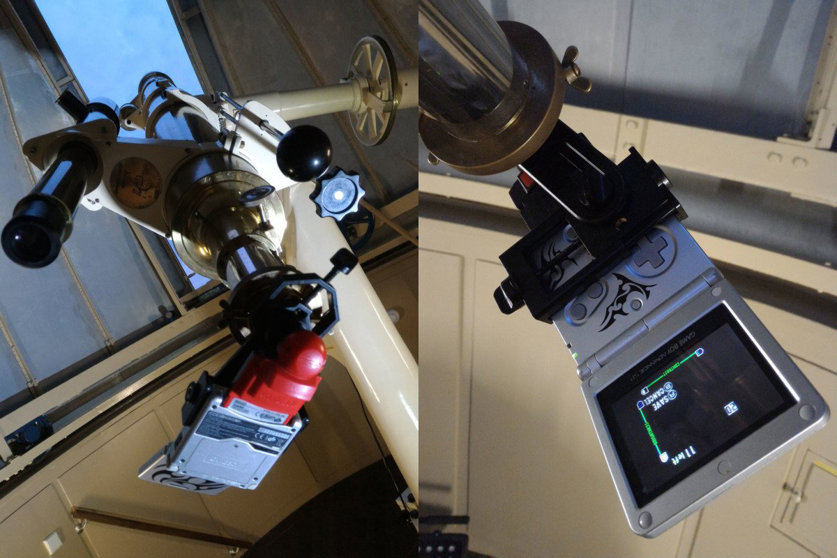 Na uchytenie konzoly k teleskopu využil fotograf špeciálny držiak pre smartfóny (zdroj: Alexander Pletrow)