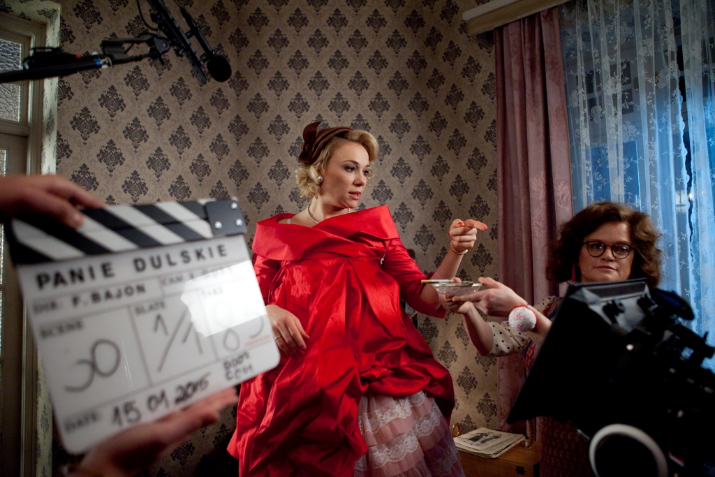 Katarzyna Figura i Sonia Bohosiewicz na planie filmu