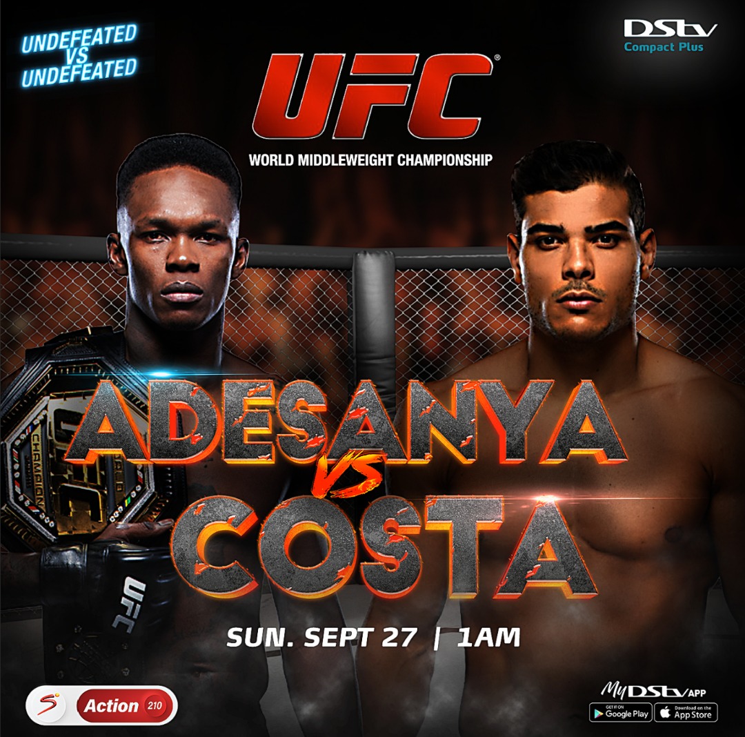 Israel Adesanya vs Paulo Costa will air on SuperSport