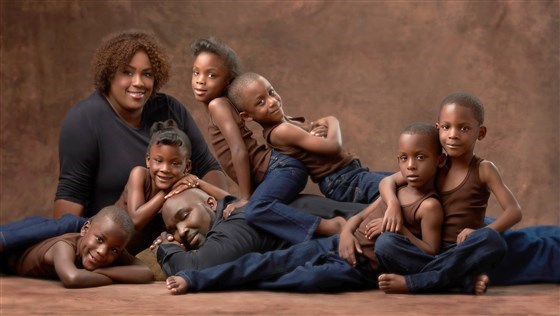 The McGhees recreated their viral newborn photo in 2016, just before the sextuplets turned 6. Janine and Brian Killian/Peters Photography | Today.Com