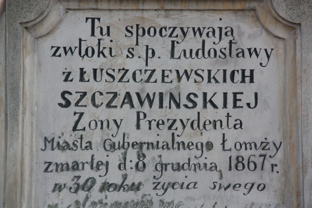 Wśród wielu nagrobków - kamiennych, granitowych, a nawet metalowych - szczególną uwagę zwracają te, które kryją szczątki osób zapisanych nie tylko w historii miasta. Na łomżyńskiej nekropolii spoczywają między innymi Jakub Waga (botanik i autor